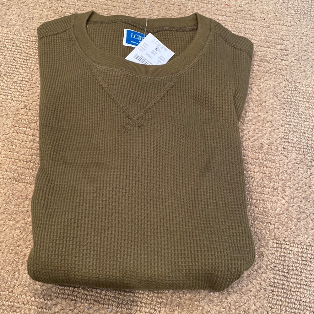 JCrew mens long sleeve tee. Crew neck, olive green. NWT